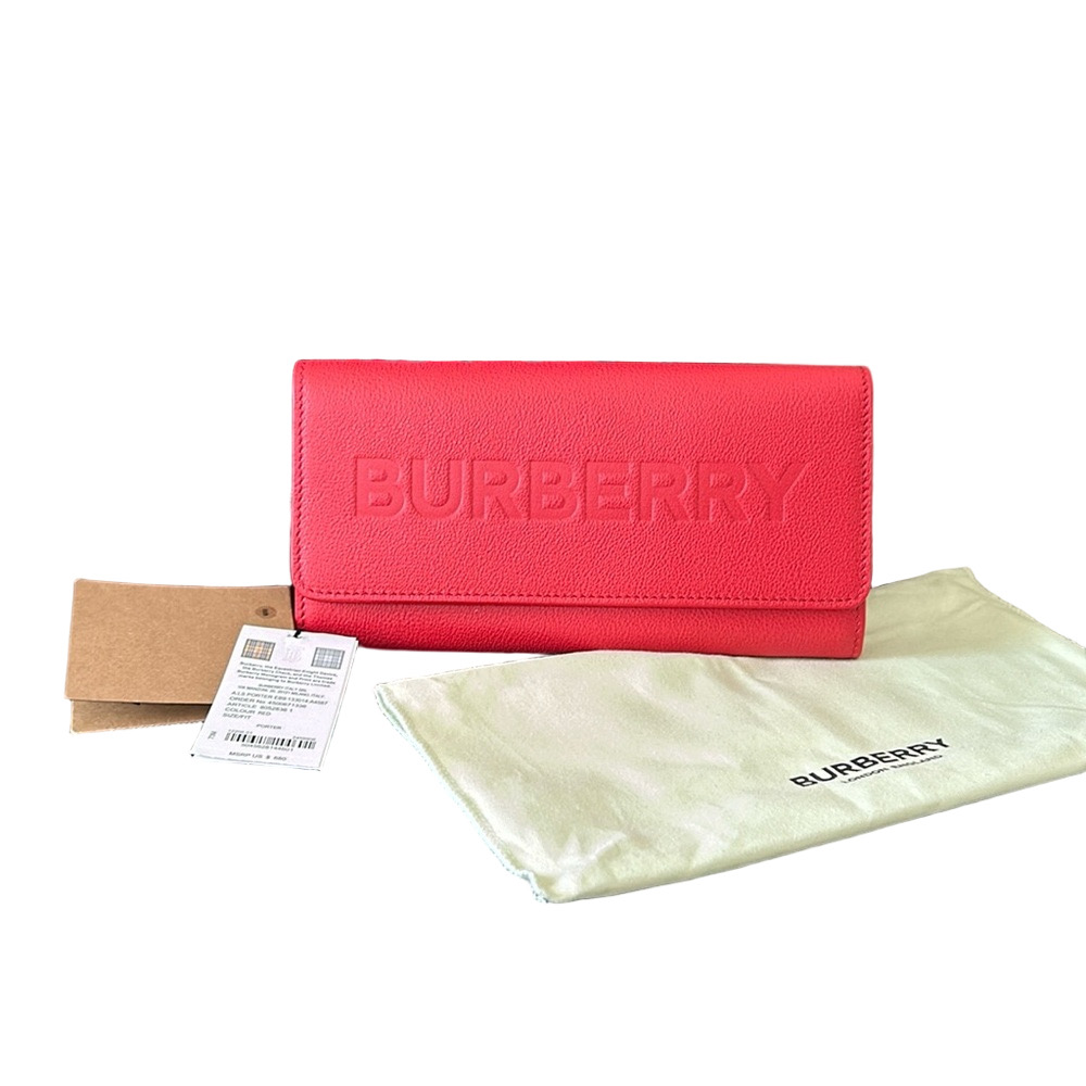 Burberry Red Leather Embossed Wallet with Dustbag